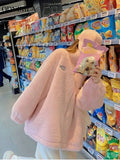 Yipinpay Fleece Fluffy Jacket Oversize Lazy Pink Designer Plush Jacket Streetwear Harajuku Zipper Solid Coat Korean Style Clothes