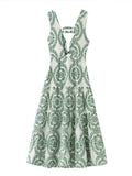 Yipinpay Hollow Out Embroidery Maxi Dress For Women Elegant V-neck Sleeveless Backless Long Dress 2024 Summer Lady A-line Beach Robe