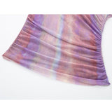 Yipinpay Print Mesh Top Women Tulle Summer Blouses Woman 2023 Ruched Sleeveless Top Female Turtleneck Stylish Women's Blouse