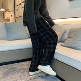 Yipinpay Men Checkered Casual Pants Loose Straight Corduroy Pants Sweatpants Man Fashion Streetwear 2023 Spring New Hip Hop Trousers