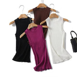 Yipinpay New Women Casual Knit Tank Top Round Neck Sleeveless Tees Solid Summer Crop Top