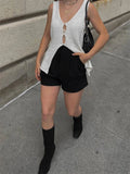 Yipinpay V-Neck Sleeveless Knit Cardigan Sweater Hollow Out Female Sexy High Street Summer Vest Outfit For Women Knitwear Crop top