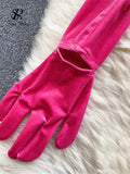 Yipinpay 2024 Autumn Long Sleeves Bodysuits 2024 Women O Neck Open Crotch Velvet Slim Playsuits+Plush Sexy Mini Skirt Suits