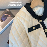 Yipinpay Cotton Down Coats Big Size Outwear Argyle Plaid Parka Winter Coat Women Chic Chaquetas Mujer Short Parkas Top Jacket