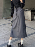 Yipinpay Irregular Long Skirt Women Vintage Y2K High Waist A-line Patchwork Pleated Skirt School Casual 90s Streetwear Summer