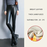 Yipinpay Autumn Winter Women's Pants Leather Leggings Female Warm High Waist Push Up Fleece PU Pants Black Tights Sexy Free Shipping