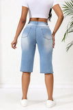 Yipinpay Summer New High Stretch Calf-Length Jeans For Women Fashion Ripped Slim Fit Butt Lift Denim Straight Legs Casual Clothing