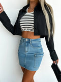 Yipinpay Summer New Women Denim Pocket Workwear Short Skirt Fashion High Stretch Sexy Jeans Mini Skirt Casual Female Clothing S-2XL