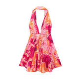 Yipinpay Print Halter Mini Dress Woman Sexy Backless Dress Women Summer Off Shoulder Short Dresses For Women Beach Party Dresses