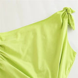 Yipinpay 2023 Woman Asymmetric Short Dresses For Women Knot Mini Summer Dress Woman Draped Sexy Dress Off Shoulder Party Dresses