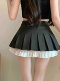 Yipinpay Mini Skirts Women Bowknot Sweet High Waist Slim French Style Chic Sexy Pleated Skirt Spring New Fashion Female Casual