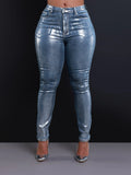 Yipinpay New Denim Pencil Pants For Women 2024 Hot Gold Tight Height Stretch Comfortable Casual Denim Pants For Ladies