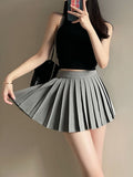 Yipinpay Micro Pleated Skirt Women Sexy Skort Vintage Preppy High Waist A-line Black Mini Skirt Y2k Shorts School Casual Summer