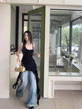 Yipinpay Spicy Girl Sexy Small Camisole with Irregular Ruffle Edge Summer New Chic Waist Slimming Tank Top for Women Summer Outwear