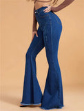 Yipinpay Winter New Women's High Stretch Flared Jeans Fashion Slim Fit Butt Lifting Ripped Denim Pants Casual Ladies Trousers S-2XL