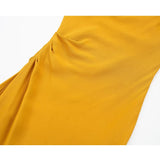 Yipinpay Yellow Slip Long Dress Women Asymmetric Midi Dresses Backless Satin Summer Dress Woman 2023 Sexy Evening Party Dresses