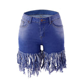 Yipinpay Summer New Women Long Tassel Denim Shorts Fashion High Stretch Skinny Jeans Shorts Street Hipster Clothing S-2XL