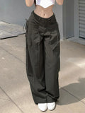 Yipinpay Streetwear Harajuku Cargo Panst Women Vintage Y2k Cyber Punk Mall Gothic Pocket High Waist Casual Loose Trousers Female