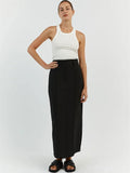 Yipinpay Patchwork High Waist Slim Long Skirt Female Solid High Street Elegant Fashion Seamless Vintage White Women's Maxi Skirt
