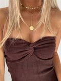 Yipinpay Knit Tube Tops Women White Strapless Corset Tops Summer Basic Backless Off Shoulder Crop Top Bustier Casual Streetwear