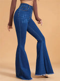 Yipinpay Winter New Women's High Stretch Flared Jeans Fashion Slim Fit Butt Lifting Ripped Denim Pants Casual Ladies Trousers S-2XL