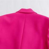 Yipinpay Fuchsia Cropped Blazer Woman New In Short Feather Coats And Jackets Long Sleeve Blazers For Women Elegant Stylish Jacket