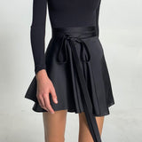 Yipinpay Women Mini Skirt High Waist Solid A-Line Bottoms Summer Skirt With Belt For Club Party Fashion Streetwear White Black XS-XL