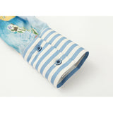 yipinpay Women's Clothing Shirts Polo Collar Stripe Printing Asymmetrical Long Sleeves Casual Vintage Fashion Baggy Blouse Tops Ladies