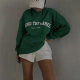 Yipinpay Women's Y2K Loose Sweatshirt Letter Print Crew Neck Long Sleeve Pullovers Fall Winter Casual Workout Tops Shirts