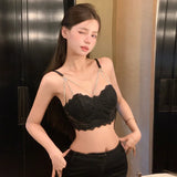 Yipinpay Sexy Camis Women Hollow Out Rhinestone Chain Outwear Backless Crop Tank Tops Slim Stretch Patchwork Ladies Fashion
