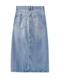 Yipinpay Blue Denim Skirt Women Slit Midi Jean Skirt Woman High Waist Long Skirts For Women Fashion 2023 Streetwear Y2k Skirts