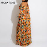 Yipinpay Women Elegant Spaghetti Straps Cris Cross All Over Print Midriff High Silt Maxi Beach Party Sexy Vacation Dress