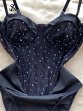 Yipinpay Strap Tank Camisole Bodysuits Fashion Sleeveless Backless Bodycon Playsuits American Sexy Open Crotch Diamonds Rompers