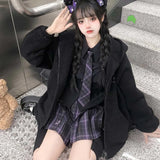 Yipinpay New Cute Soft Girl Cat Ears Hoodies Sweatshirt Women Thicken Loose Mid Length Top Embroidery Hooded Lamb like Coat Women