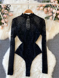 Yipinpay Women Sexy Backless Rompers Fashion Korean Bodycon Jumpsuits 2024 New Summer Chic Streetwear Flocking Slim Bodysuit