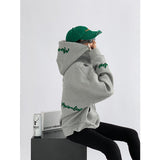 yipinpay Women's Clothing Vintage Grey Loose Pullover Fashion Letter Print Sweatshirt Lazy Casual Raglan Sleeves Hoodie Autumn