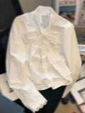 Yipinpay Sweet Bowknot Woman Shirts Fashion Korean Long Sleeve Blouses Causal 2023 Spring New Blusas Camisas Mujer White Top