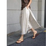 Yipinpay Leg Split Skirt Pants Casual Ankle Length Faldas Y2k Clothes Loose Cotton and Linen Black Skirts Maxi Women Pocket Pants