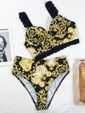 Yipinpay Up Bikini 2023 Bikini Set High Waist Swimwear Women Swimsuit Female Swimming Suit Bathing Suit Print Bikini Set