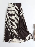 Yipinpay 2024 New Women Vintage Print High Waist Linen Long Skirt Frenulum Zipper Ladies Holiday Casual A-line Maxi Skirts