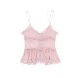 Yipinpay Black Ruffle Tank Top Female Sexy See Through Tops Woman Backless Sleeveless Transparent Top Women Streetwear Summer Tops