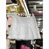 Yipinpay New Korean Fashion Loose Sweet Lace Slim A-line Short Skirt Women High Waist Spicy Girls White Half Mini Short Skirt