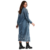 Yipinpay Size S-3xl Fashion Denim Coat Women Single Breasted Cardigan Jacket Women'S Ripped Long Sleeve Denim Trench Coat