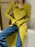 Yipinpay Autumer Winter Knit Casual Long Sleeve Button Elegant Chic POLO Collar Slim Sweater Dress for Women Vintage Korean Fashion