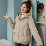 Yipinpay Version of Winter Loose Padded Jacket Women New Small Down Padded Jacket Women Fake Two-piece Hooded Cotton Coat