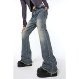 yipinpay Blue High Waist Women Jeans Stars American Fashion Streetwear Wide Leg Jean Female Trouser Straight Baggy Denim Pants