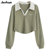 Yipinpay Spring and Autumn New Fashion Short Polo Sweatshirt+Wide Leg Pants Two Piece Women's Sportswear Set Korean Elegant Clothing