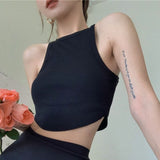 Yipinpay Summer Women Bodycon Camisole Solid Color Round Neck Sleeveless Cropped Tank Tops White Black Casual Hot Fashion