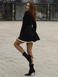 Yipinpay Black Lace Mini Dress For Women Fashion Patchwork High Waist Elegant Vintage Dress Summer Patchwork Party Dress Gown 2024