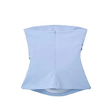 Yipinpay 2023 Black Tube Top Female Off Shoulder Corset Tops For Women Ruched Sleeveless Summer Top Woman Fashion Backless Sexy Tops